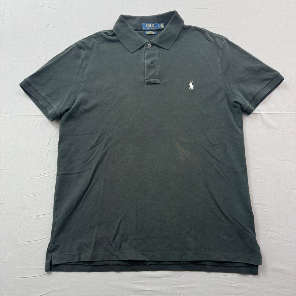Polo Ralph Lauren Mens Custom Slim Fit Stretch Mesh Polo Shirt Green Large‎